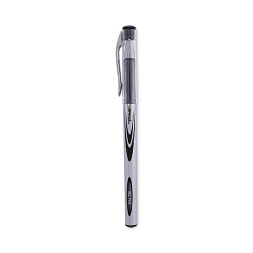 Gel Pen, Stick, Medium 0.7 mm, Black Ink, Silver/Black Barrel, Dozen-(UNV39620)