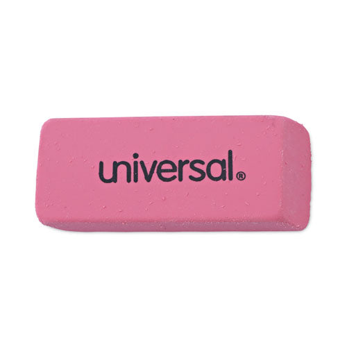 Bevel Block Erasers, For Pencil Marks, Slanted-Edge Rectangular Block, Large, Pink, 20/Pack-(UNV55120)
