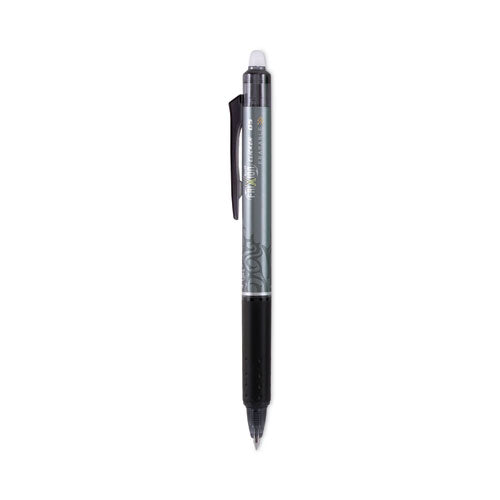 FriXion Clicker Erasable Gel Pen, Retractable, Extra-Fine 0.5 mm, Black Ink, Black Barrel, Dozen-(PIL32520)