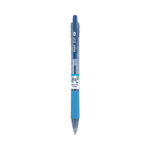 B2P Bottle-2-Pen Recycled Ballpoint Pen, Retractable, Fine 0.7 mm, Blue Ink, Translucent Blue Barrel, Dozen-(PIL32601)