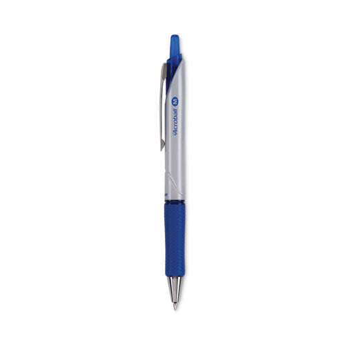 Acroball Pro Advanced Ink Ballpoint Pen, Retractable, Medium 1 mm, Blue Ink, Silver Barrel, Dozen-(PIL31911)