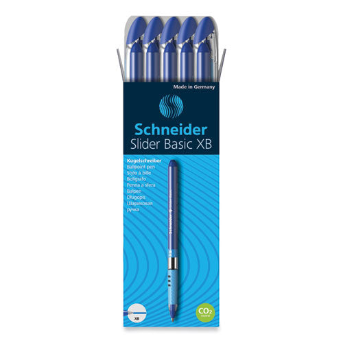 Slider Basic Ballpoint Pen, Stick, Extra-Bold 1.4 mm, Blue Ink, Blue Barrel, 10/Box-(RED151203)