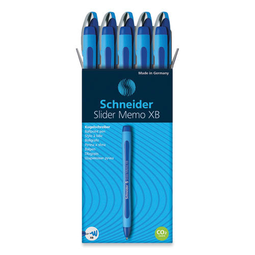 Slider Memo XB Ballpoint Pen, Stick, Extra-Bold 1.4 mm, Blue Ink, Blue/Light Blue Barrel, 10/Box-(RED150203)