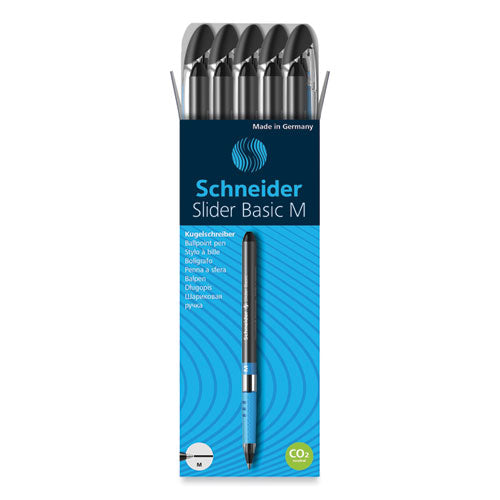 Slider Basic Ballpoint Pen, Stick, Medium 0.8 mm, Black Ink, Black Barrel, 10/Box-(RED151101)