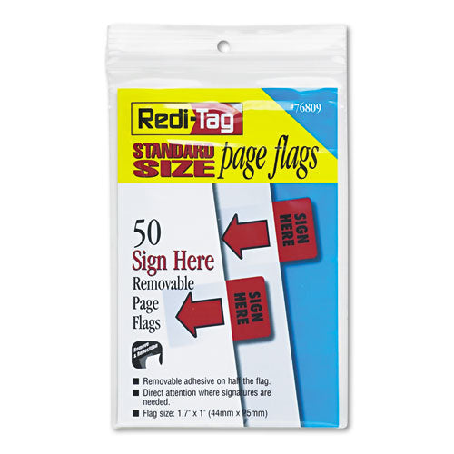 Removable/Reusable Page Flags, "Sign Here", Red, 50/Pack-(RTG76809)