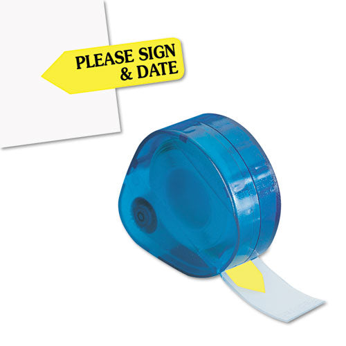 Arrow Message Page Flags in Dispenser, "Please Sign and Date", Yellow, 120 Flags-(RTG81124)