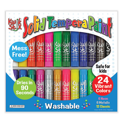 Kwik Stick Tempera Paint, 3.5", Assorted Colors, 24/Pack-(TPG604)