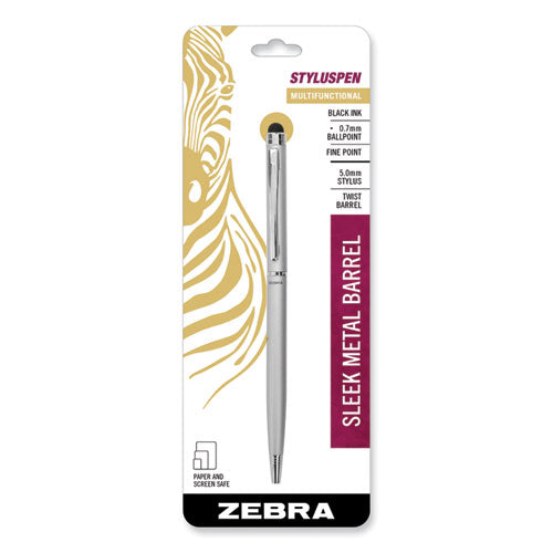 StylusPen Twist Ballpoint Pen/Stylus, Silver-(ZEB33161)