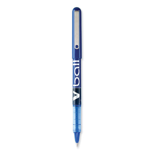 VBall Liquid Ink Roller Ball Pen, Stick, Extra-Fine 0.5 mm, Blue Ink, Blue Barrel, Dozen-(PIL35201)