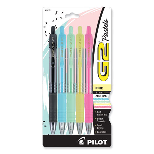 G2 Pastel Gel Pen, Retractable, Fine 0.7 mm, Assorted Pastel Ink and Barrel Colors, 5/Pack-(PIL14171)