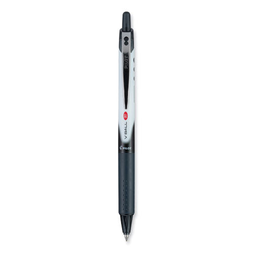 VBall RT Liquid Ink Roller Ball Pen, Retractable, Extra-Fine 0.5 mm, Black Ink, Black/White Barrel-(PIL26106)