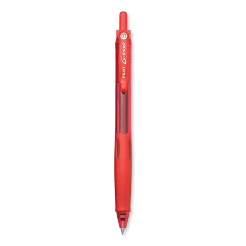 G-Knock BeGreen Gel Pen, Retractable, Fine 0.7 mm, Red Ink, Red Barrel, Dozen-(PIL31508)