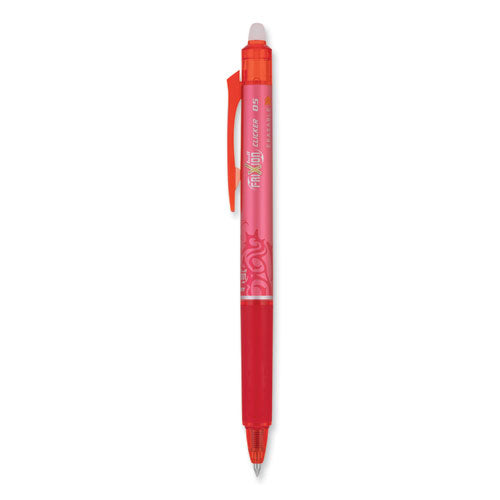 FriXion Clicker Erasable Gel Pen, Retractable, Extra-Fine 0.5 mm, Red Ink, Red Barrel, Dozen-(PIL32522)