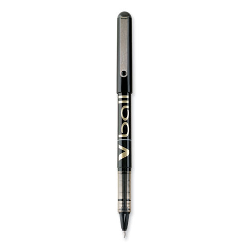 VBall Liquid Ink Roller Ball Pen, Stick, Fine 0.7 mm, Black Ink, Black Barrel, Dozen-(PIL35112)