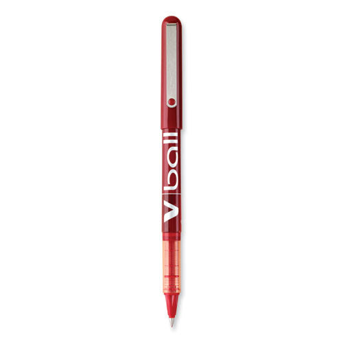 VBall Liquid Ink Roller Ball Pen, Stick, Extra-Fine 0.5 mm, Red Ink, Red Barrel, Dozen-(PIL35202)
