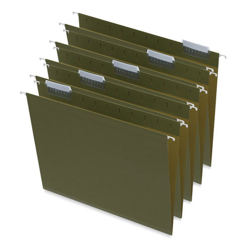 Box Bottom Hanging File Folders, 1" Capacity, Letter Size, 1/5-Cut Tabs, Standard Green, 25/Box-(UNV14141)
