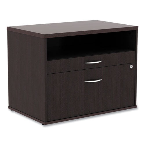 Alera Open Office Desk Series Low File Cabinet Credenza, 2-Drawer: Pencil/File,Legal/Letter,1 Shelf,Espresso,29.5x19.13x22.88-(ALELS583020ES)