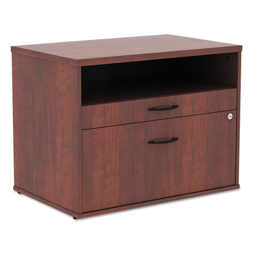 Alera Open Office Desk Series Low File Cabinet Credenza, 2-Drawer: Pencil/File, Legal/Letter, 1 Shelf,Cherry,29.5x19.13x22.88-(ALELS583020MC)