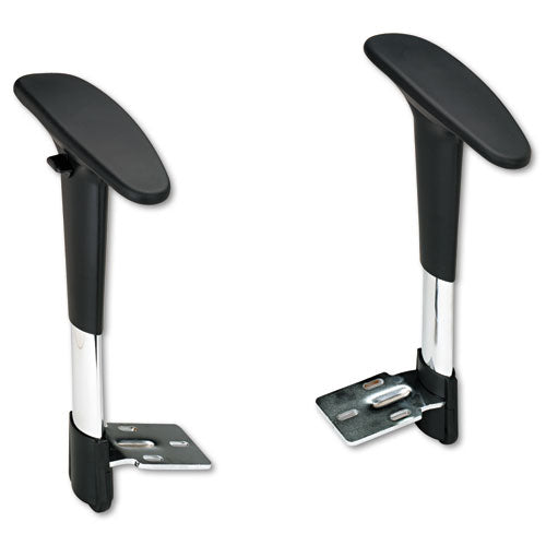 Optional Height-Adjustable T-Pad Arms for Safco Metro Extended-Height Chairs, Black/Chrome, 2/Set-(SAF3495BL)