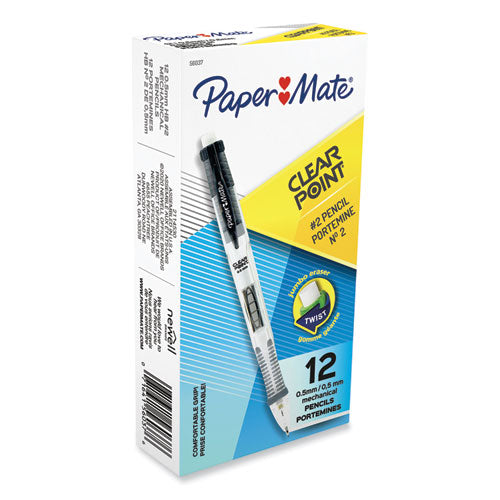 Clear Point Mechanical Pencil, 0.5 mm, HB (#2.5), Black Lead, Black Barrel-(PAP56037)