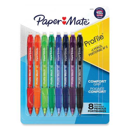 Profile Mechanical Pencils, 0.7 mm, HB (#2), Black Lead, Assorted Barrel Colors, 8/Pack-(PAP2105705)