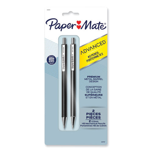 Advanced Mechanical Pencils, 0.5 mm, HB (#2), Black Lead, Black Gray Barrel, 2/Pack-(PAP2128211)