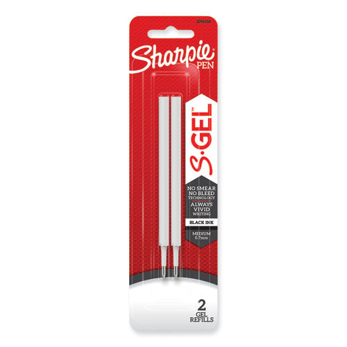 S-Gel 0.7 mm Pen Refills, Medium 0.7 mm Bullet Tip, Black Ink, 2/Pack-(SAN2096168)