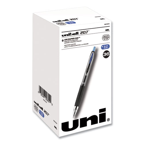 Signo 207 Gel Pen, Retractable, Medium 0.7 mm, Blue Ink, Black Barrel, 36/Box-(UBC1921064)