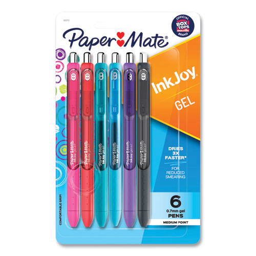 InkJoy Gel Pen, Retractable, Medium 0.7 mm, Assorted Ink and Barrel Colors, 6/Pack-(PAP1951713)
