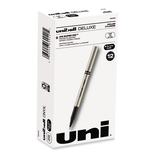 Deluxe Roller Ball Pen, Stick, Fine 0.7 mm, Black Ink, Champagne Barrel, Dozen-(UBC60052)