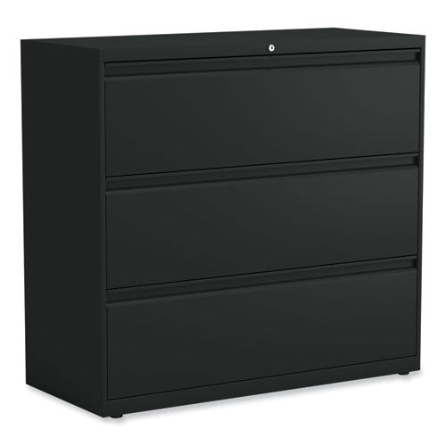 Lateral File, 3 Legal/Letter/A4/A5-Size File Drawers, Black, 42" x 18.63" x 40.25"-(ALEHLF4241BL)
