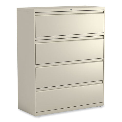 Lateral File, 4 Legal/Letter-Size File Drawers, Putty, 42" x 18.63" x 52.5"-(ALEHLF4254PY)