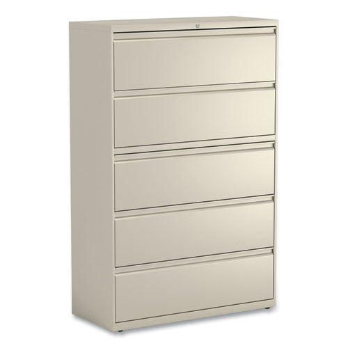 Lateral File, 5 Legal/Letter/A4/A5-Size File Drawers, Putty, 42" x 18.63" x 67.63"-(ALEHLF4267PY)