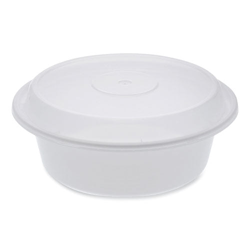 Newspring VERSAtainer Microwavable Containers, Round, 32 oz, 7 x 7 x 2.75, White/Clear, Plastic, 150/Carton-(PCTNC729)
