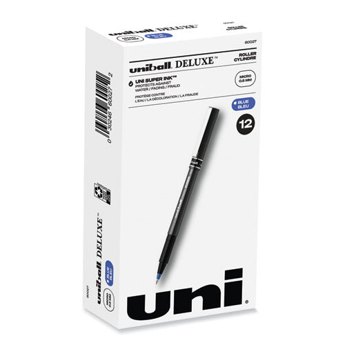 Deluxe Roller Ball Pen, Stick, Micro 0.5 mm, Blue Ink, Metallic Gray Barrel, Dozen-(UBC60027)