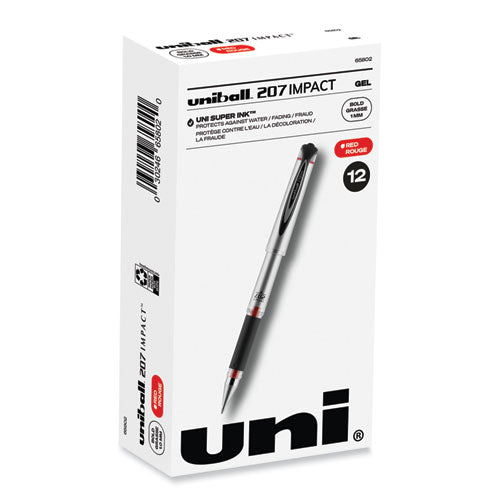 207 Impact Gel Pen, Stick, Bold 1 mm, Red Ink, Black Barrel-(UBC65802)