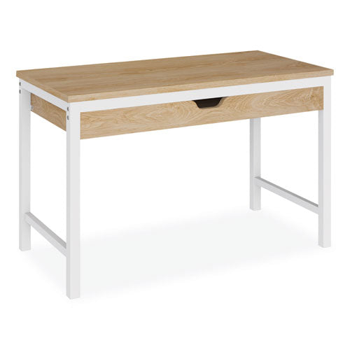 Modern Writing Desk, 47.24" x 23.62" x 29.92", Beigewood/White-(ALEWSWD4824WB)