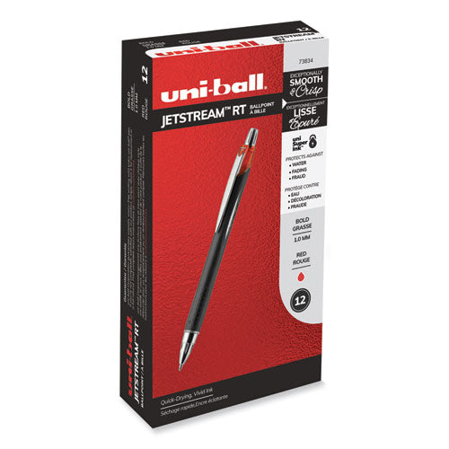 Jetstream Retractable Ballpoint Pen, Bold 1 mm, Red Ink, Black Barrel-(UBC73834)