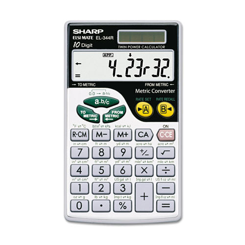 EL344RB Metric Conversion Wallet Calculator, 10-Digit LCD-(SHREL344RB)