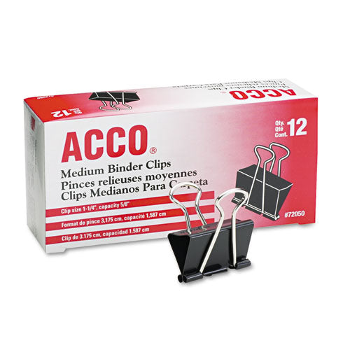 Binder Clips, Medium, Black/Silver, Dozen-(ACC72050)