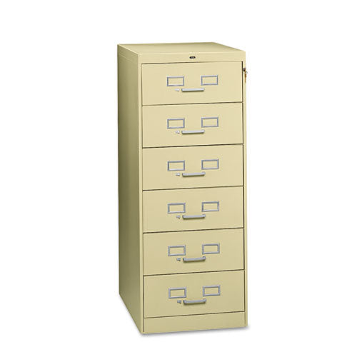 Six-Drawer Multimedia/Card File Cabinet, Putty, 21.25" x 28.5" x 52"-(TNNCF669PY)