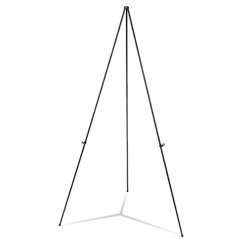 Heavy-Duty Instant Setup Foldaway Easel, Adjusts 25" to 63" High, Aluminum, Black-(UNV43027)