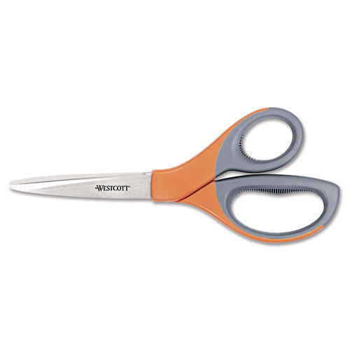 Elite Series Stainless Steel Shears, 8" Long, 3.5" Cut Length, Orange Straight Handle-(ACM41318)