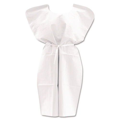 Disposable Patient Gowns, 3-Ply Tissue Poly Tissue, 30" x 42", White, 50/Carton-(MIINON24355)