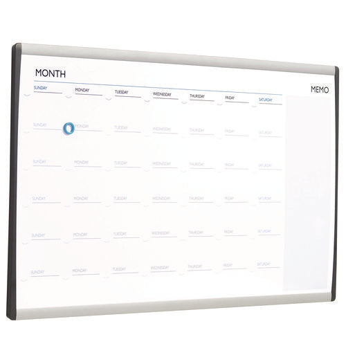 ARC Frame Cubicle Magnetic Dry Erase Calendar, One Month Format, 30 x 18, White Surface, Silver Aluminum Frame-(QRTARCCP3018)