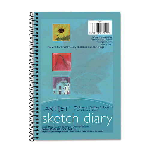 Art1st Sketch Diary, 64 lb Text Paper Stock, Blue Cover, (70) 9 x 6 Sheets-(PAC4790)