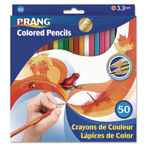 Colored Pencil Sets, 3.3 mm, 2B (#1), Assorted Lead/Barrel Colors, 50/Pack-(DIX22480)