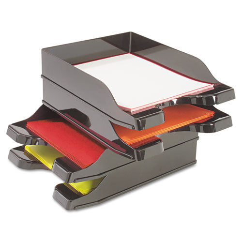 Docutray Multi-Directional Stacking Tray Set, 2 Sections, Letter to Legal Size Files, 10.13" x 13.63" x 2.5", Black, 2/Pack-(DEF63904)