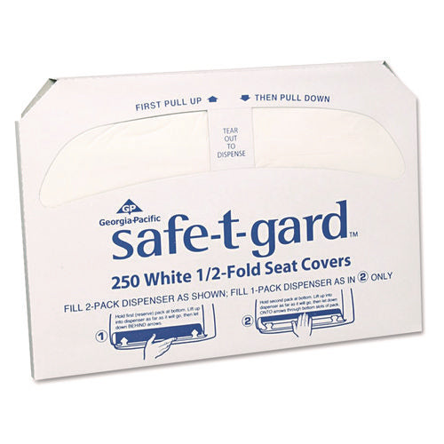 Safe-T-Gard Half-Fold Toilet Seat Covers, 14.5 x 17, White, 250/Pack, 20 Packs/Carton-(GPC47046)