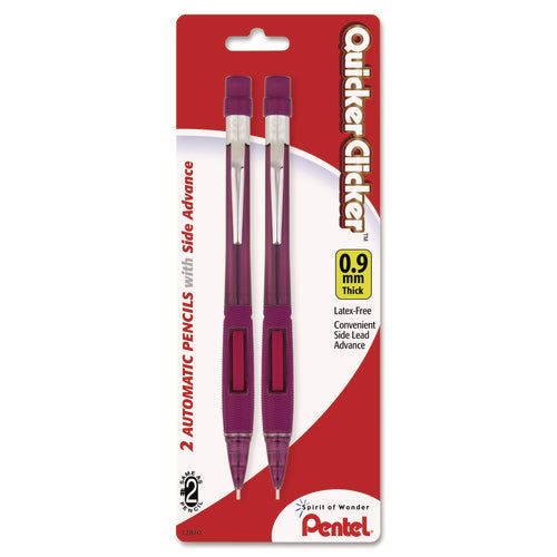 Quicker Clicker Mechanical Pencil, 0.9 mm, HB (#2.5), Black Lead, Burgundy Barrel, 2/Pack-(PENPD349BP2K6)